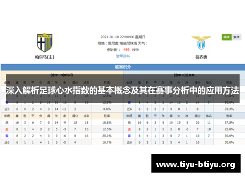 深入解析足球心水指数的基本概念及其在赛事分析中的应用方法 深入解析足球心水指数的基本概念及其在赛事分析中的应用方法